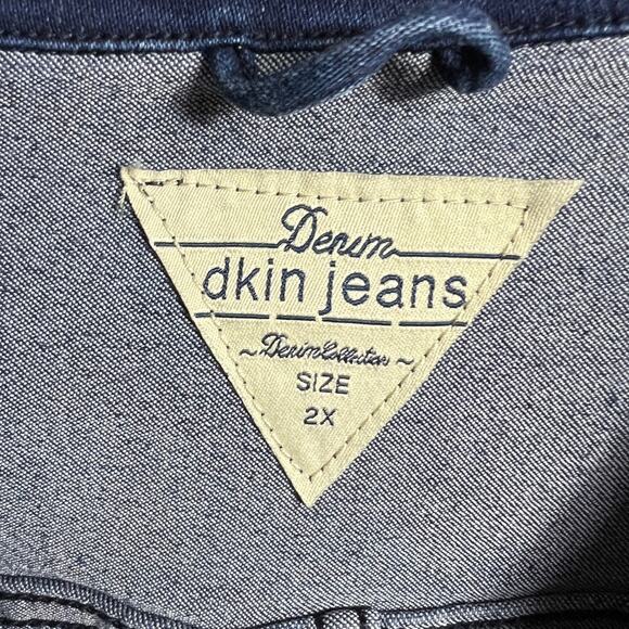 DKIN Denim Jean Jacket Embellished Stretch Dark Wash Women Size 2X - Picture 5 of 9